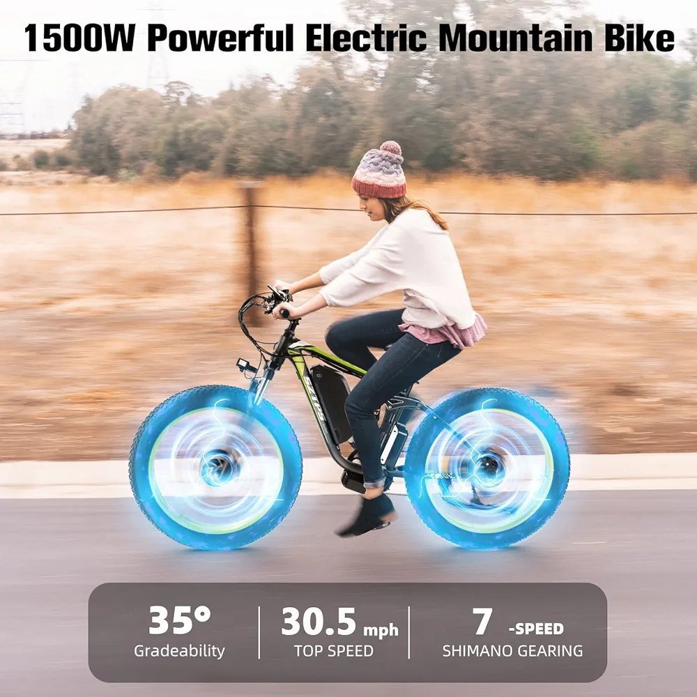 26″ Fat Tire Electric Mountain Bicycle – PRIME E BIKE SHOPE